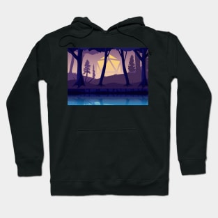 Forest Lake Blue Hour Sunset D20 Dice Sun Lake Hoodie